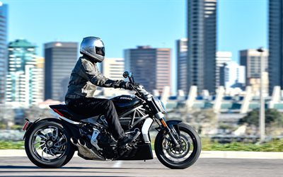 binici, 2016, Ducati XDiavel S, hareket, bisiklet, siyah ducati, motorcu