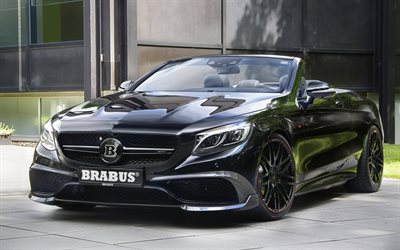 brabus, tuning, cabriolets, 2017, mercedes-amg s63 cabrio, supercarros, preto mercedes
