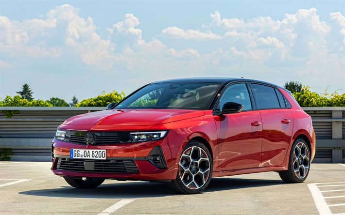 Opel Astra GS Line, 4k, parking, 2022 cars, Opel Astra L, Red Opel Astra, 2022 Opel Astra, german cars, Opel