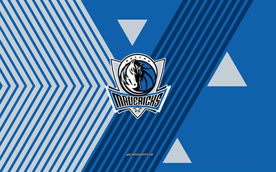 logotipo de dallas mavericks, 4k, equipo de baloncesto estadounidense, fondo de líneas blancas azules, dallas mavericks, nba, eeuu, arte lineal, dallas mavericks emblema, fútbol americano