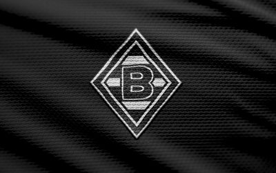 Borussia Monchengladbach fabric logo, 4k, black fabric background, Bundesliga, bokeh, soccer, Borussia Monchengladbach logo, football, Borussia Monchengladbach emblem, Borussia Monchengladbach, german football club, Borussia Monchengladbach FC