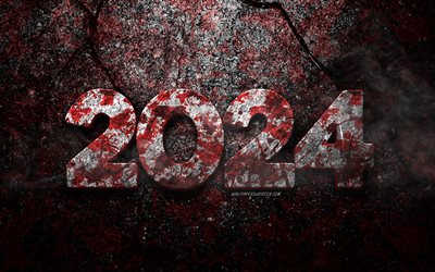 2024 grunge background, Happy New Year 2024, 2024 concepts, rusty metal letters, rusty 2024 background, 2024 Happy New Year