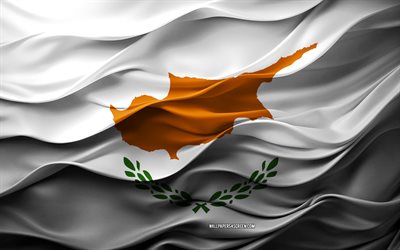 4k, cypern, europeiska länder, 3d cypern flagga, europa, 3d  konsistens, cyperns dag, nationella symboler, 3d  konst