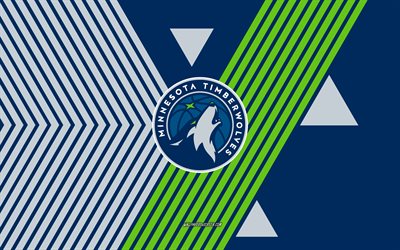 minnesota timberwolves logo, 4k, فريق كرة السلة الأمريكي, خلفية الخطوط البيضاء الزرقاء, مينيسوتا تيمبروولفز, الدوري الاميركي للمحترفين, الولايات المتحدة الأمريكية, فن الخط, مينيسوتا تيمبروولفز شعار, كرة القدم