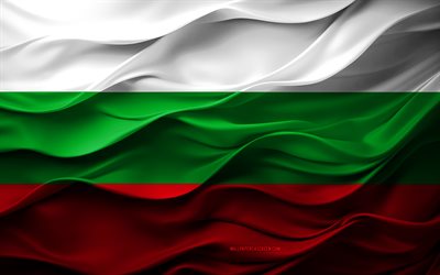 4k, bulgariens flagga, europeiska länder, 3d bulgarien flagga, europa, 3d  konsistens, bulgariens dag, nationella symboler, 3d  konst, bulgarien, bulgarisk flagga