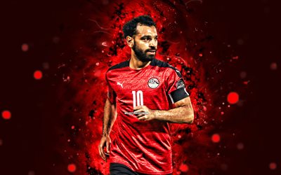 4k, मोहम्मद सलाह, 2023, लाल नीयन रोशनी, मिस्र की राष्ट्रीय फुटबॉल टीम, फुटबॉल, लाल अमूर्त पृष्ठभूमि, कैफे, मो सालाह, मिस्र की फुटबॉल टीम, मोहम्मद सलाह 4k