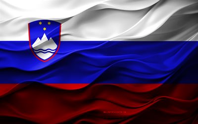 4k, slovenya bayrağı, avrupa ülkeleri, 3d slovenya bayrağı, avrupa, 3d doku, slovenya günü, ulusal semboller, 3d sanat, slovenya