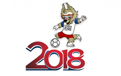 2018 Copa Mundial de la FIFA Rusia, lobo-futbolista, símbolo, Rusia 2018, zabivaka, la Copa del Mundo de 2018