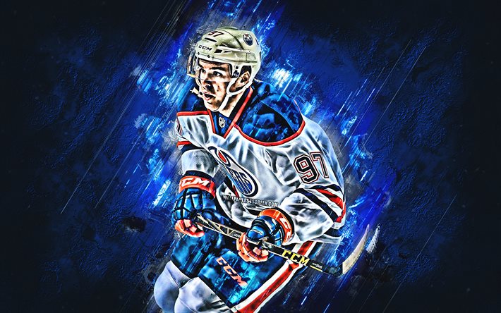 Connor McDavid, grunge, Edmonton Oilers, NHL, hockey, la pietra blu, hockey stelle, McDavid, giocatori di hockey, luci al neon, mcdavid97