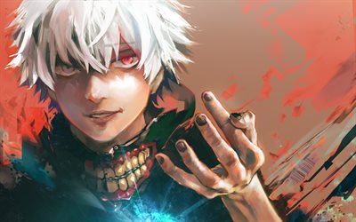 ken kaneki, der protagonist, tokyo ghoul, zeichnung, portrait, japanisch, manga