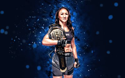 Carla Esparza, 4k, blue neon lights, american fighters, MMA, UFC, female fighters, Mixed martial arts, Cookie Monster, UFC fighters, MMA fighters Carla Esparza 4K