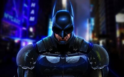 4k, hombre murciélago, superhéroe, ciudad de noche, arte batman, dibujos de batman, personajes populares, dc comics