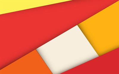 4k, material design, red and yellow, geometry, colorful backgrounds, geometric art, creative, geomteric shapes, colorful material design, abstract art
