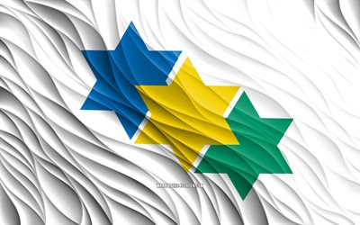 4k, bandera de ji paraná, banderas 3d onduladas, ciudades brasileñas, día de ji paraná, ondas 3d, ciudades de brasil, ji paraná, brasil