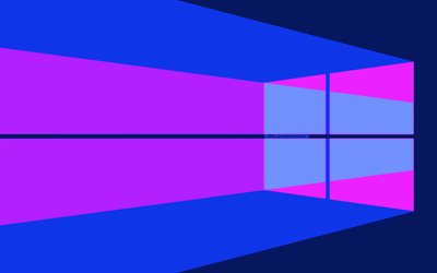 logotipo violeta do windows 10, 4k, minimalismo, sistemas operacionais, fundo abstrato roxo, logotipo do windows 10, criativo, minimalismo do windows 10, windows 10