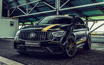 2022, Manhart GLR 700, 4k, front view, exterior, Mercedes-AMG GLC 63 Coupe, black GLC 63 Coupe, tuning GLC Coupe class, Manhart, german cars, Mercedes-Benz