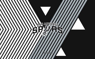 San Antonio Spurs logo, 4k, American basketball team, black white lines background, San Antonio Spurs, NBA, USA, line art, San Antonio Spurs emblem, basketball