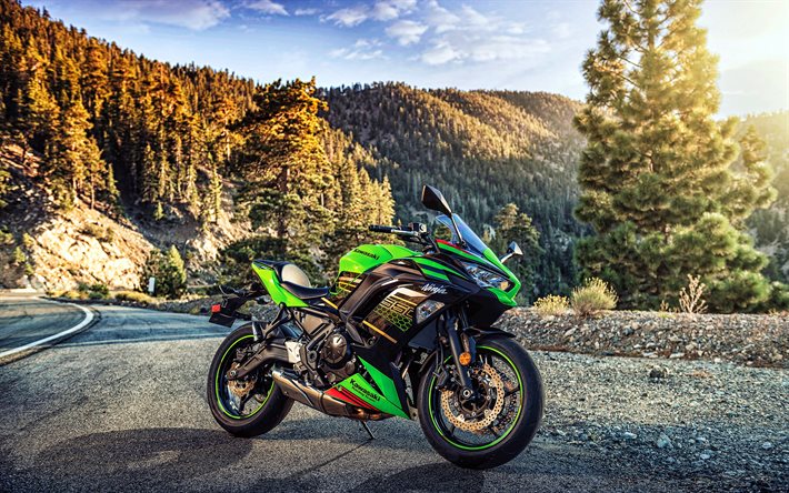 Kawasaki Ninja 650, 4k, mountain road, 2023 bikes, serpentines, superbikes, japanese motorcycles, HDR, Kawasaki