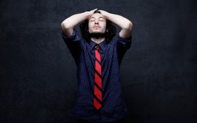 Ezra Miller, actor, guys, celebrity, red tie, photoshoot