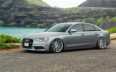 la optimización, el eufemismo, 2016, Audi A6, mar, fresco ruedas, gris audi