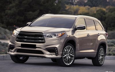Toyota Highlander, 2016 los coches, i-Premium, tuning, vehículos utilitarios deportivos, Toyota
