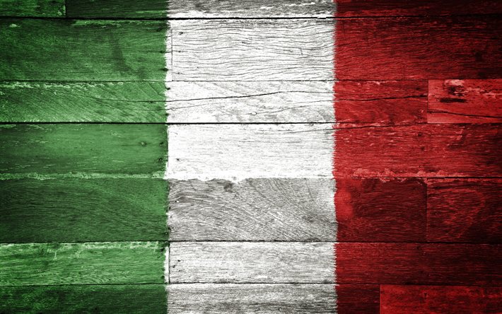イタリア国旗, イタリア, 木肌, 板