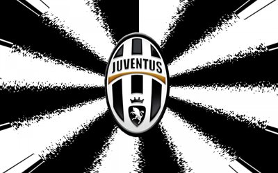 logo, Juventus, emblem, black white lines
