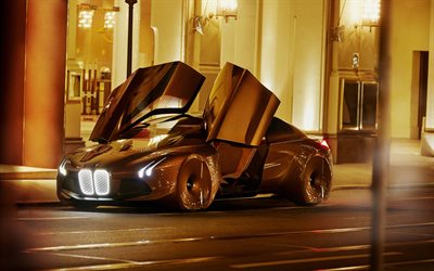 BMW Vision Next 100, Future cars, new cars, gold BMW, BMW