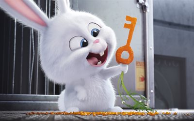 a vida secreta dos animais de estimação, 2016, novos desenhos animados, coelho, coelho branco, coelho 3d