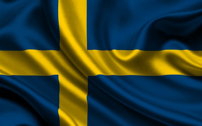 Swedish Flag, Sweden, flag of Sweden, flags, texture of silk, silk flag