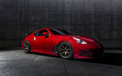 supercars, Nissan 370Z Nismo, darkness, coupe, red Nissan