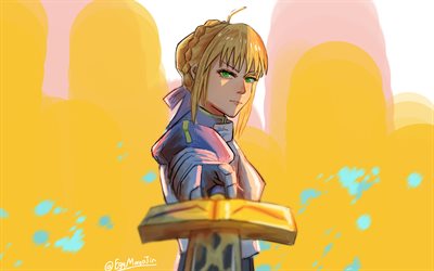 Saber, 4k, Fate Stay Night, Fate Series, artwork, Fate Grand Order, TYPE-MOON, Saber Fate Stay Night