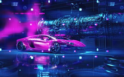 Lamborghini Aventador, 4k, Cyberpunk, tuning, hypercars, LB Aventador CGI, abstract cars, Lamborghini