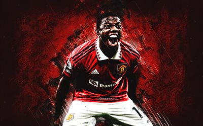 Tyrell Malacia, Manchester United FC, portrait, Dutch football player, defender, red stone background, Premier League, England, football