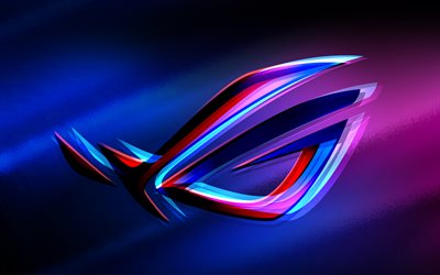 RoG abstract logo, 4k, violet backgrounds, Republic Of Gamers, creative, RoG linear logo, Republic Of Gamers logo, brands, RoG logo, RoG