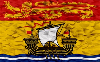 flagge von neubraunschweig, 4k, provinzen kanadas, 3d polygonhintergrund, new brunswick, 3d polygon textur, tag von neubraunschweig, 3d neubraunschweig flagge, kanadische nationalsymbole, 3d kunst, kanada
