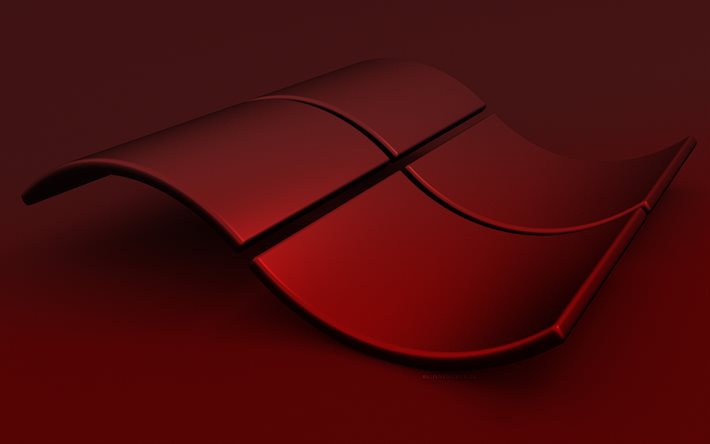 windows punainen logo, 4k, luova, windows aaltoileva logo, käyttöjärjestelmät, windows 3d logo, punaiset taustat, windows logo, windows