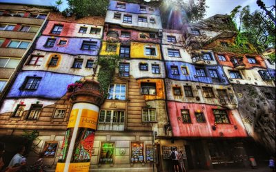 Hundertwasser हाउस, वियना, रंगीन घर, ऑस्ट्रिया