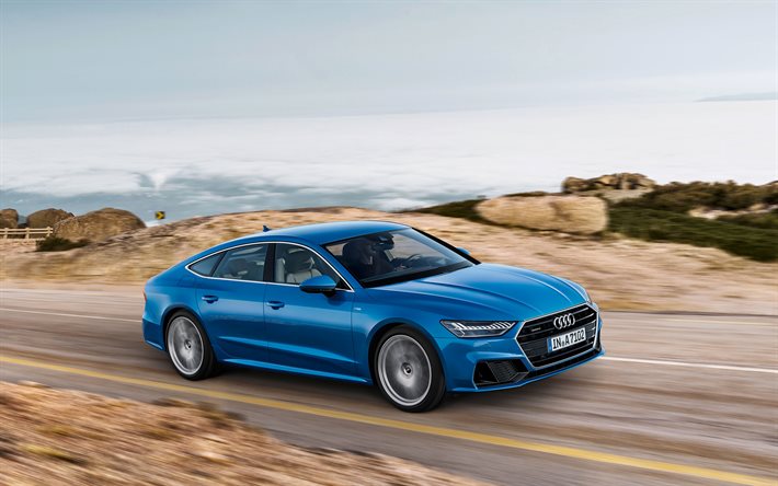 4k, Audi A7 Sportback, road, 2018 cars, german cars, new A7, Audi