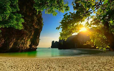 Tailandia, el mar, los trópicos, puesta de sol, verano, Asia