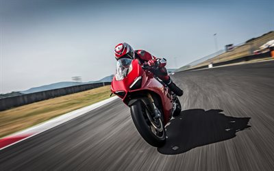 4k, Ducati Panigale V4 S, piloto de 2018 bicicletas, pista de carreras, superbikes, Ducati