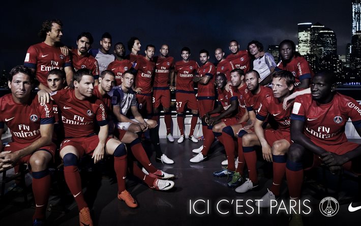 पेरिस सेंट-जर्मेन, फुटबॉल टीम, फ्रांस, सभी खिलाड़ियों, समूह फोटो, नाइके, पी एस जी