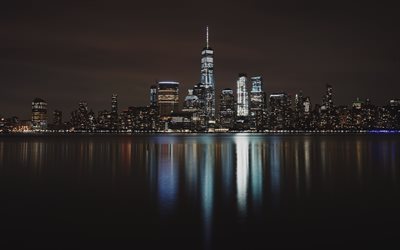 New York, 4k, nightscapes, gökdelenler, Amerika, ABD
