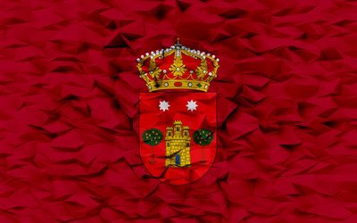 drapeau d'albacete, 4k, province espagnole, fond de polygone 3d, drapeau albacete, texture de polygone 3d, jour d'albacete, drapeau d'albacete 3d, symboles nationaux espagnols, art 3d, province d'albacete, espagne