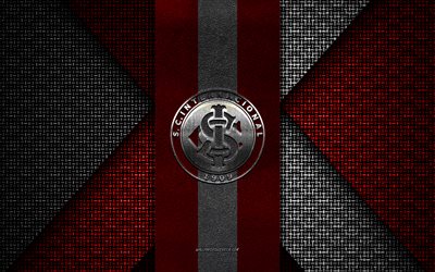 SC Internacional, Brasileiro Serie A, red white knitted texture, SC Internacional logo, Brazilian football club, SC Internacional emblem, football, Internacional, Serie A, Brazil