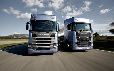 Scania R500, Scania S730, carretera, camiones, 2017, la velocidad, el movimiento