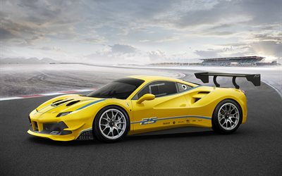Ferrari 488 Challenge, sportcars, 2017 cars, supercars, yellow ferrari