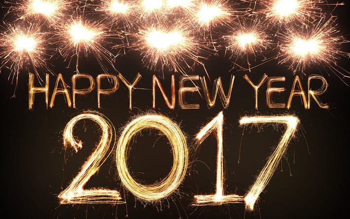 Happy New Year 2017, fireworks, Christmas, lights, New Year