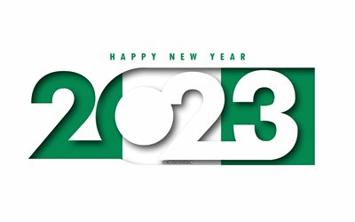 felice anno nuovo 2023 nigeria, sfondo bianco, nigeria, arte minima, concetti della nigeria del 2023, nigeria 2023, sfondo della nigeria del 2023, 2023 felice anno nuovo nigeria