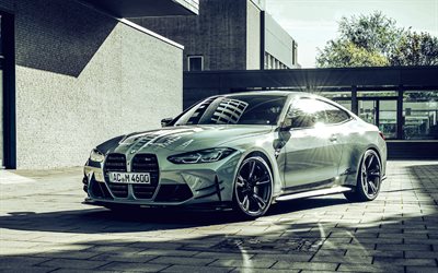 2022, BMW M4 G82, AC Schnitzer, front view, exterior, gray coupe, M4 G82 tuning, gray BMW M4, gray G82, german cars, custom BMW M4, BMW